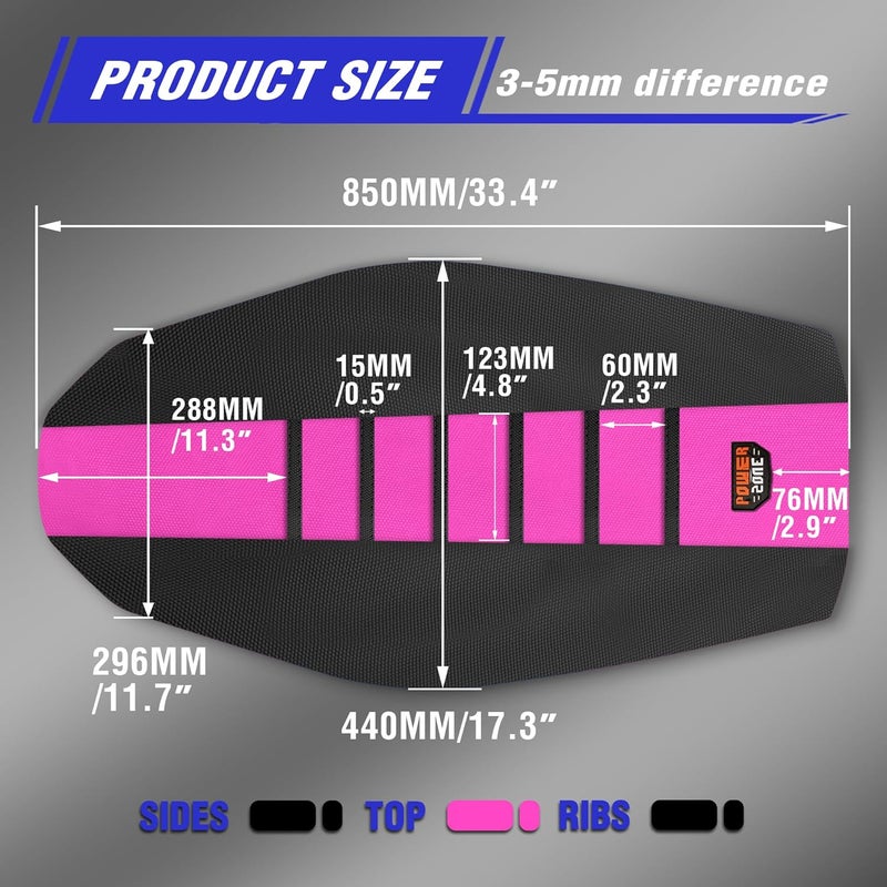fewfuss Gripper Rubber Dirt Bike Seat Cover - Universal Soft Seat Cover for Most Dirt Bike Motorcycle (Black-Pink) - Image 4